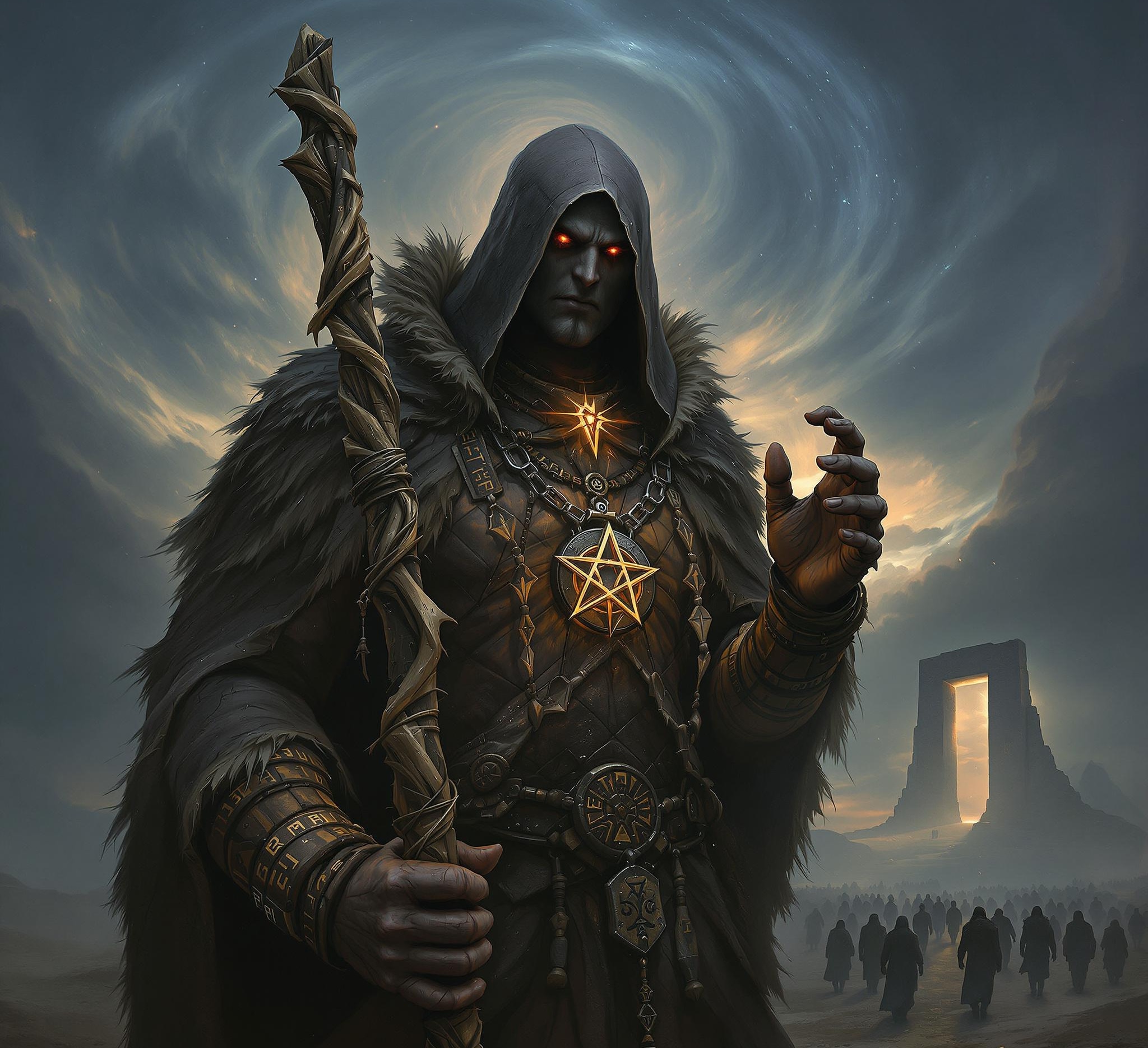 Portanus in veste di divinità celtica